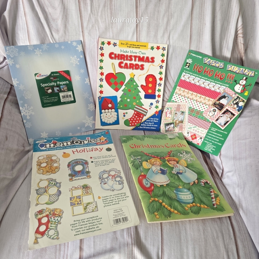 Christmas Scrapbook Crafting Supplies Lot Carol Book Paper Die Cut Cards